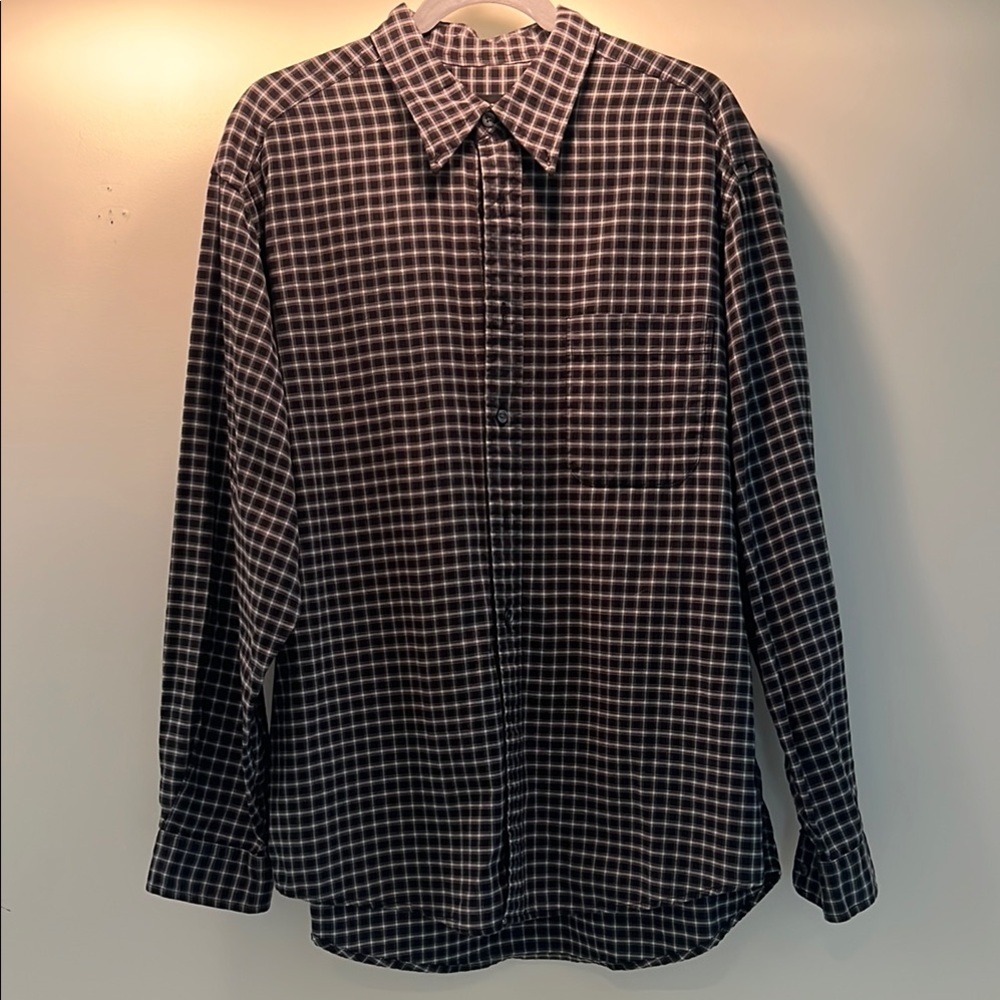 Eddie Bauer Black and White Casual Button Down Shirt